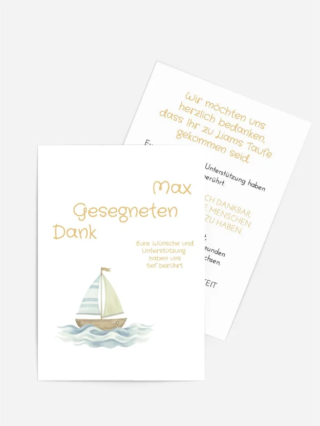 Dankeskarte Taufe Einsames Boot