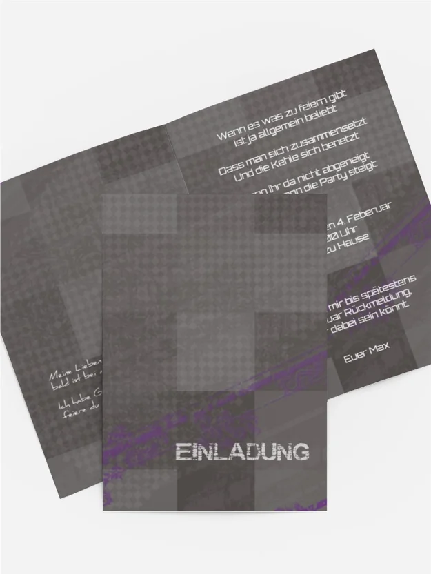 Einladungskarte für Jugendliche farbige Würfel