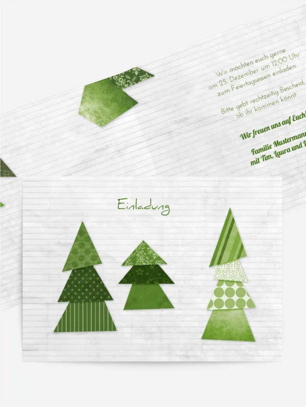 Einladungskarte Privat Schnipselbäume