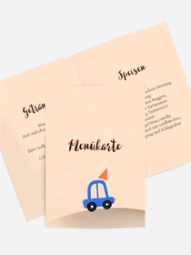 Menükarte Geburtstag Autospaß