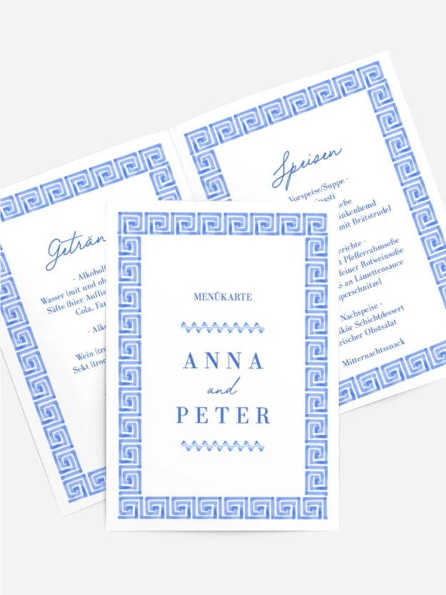 Menükarte Griechische Verzierung