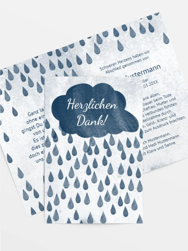Trauerdanksagung Regen hoch