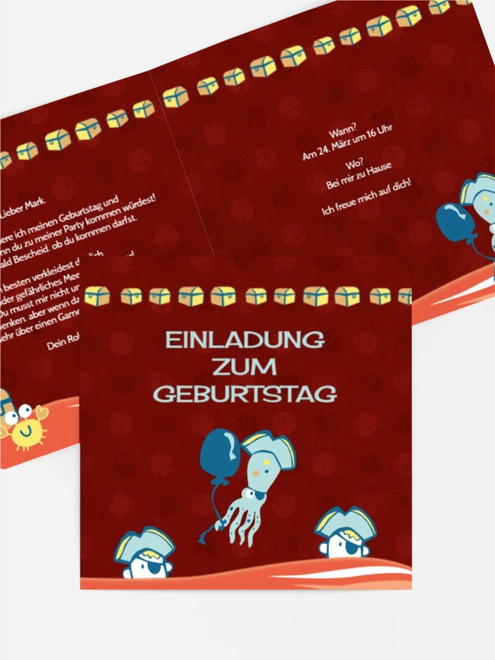 Kindergeburtstagseinladung "Piratenabenteuer" Kindergeburtstagseinladung "Piratenabenteuer"