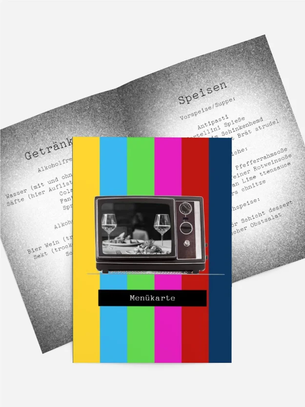 Menükarte Geburtstag Fernseher