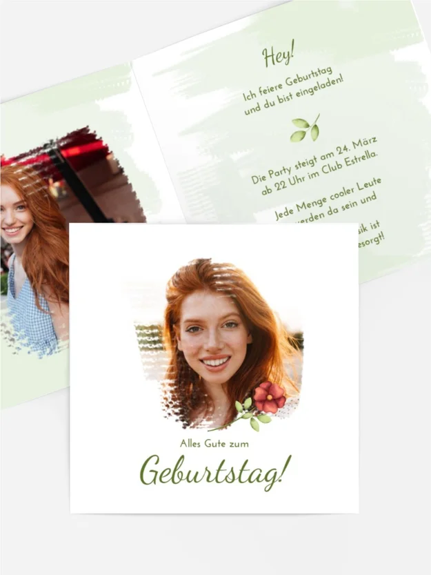 Geburtstagseinladung Pinselstriche Geburtstagseinladung Pinselstriche