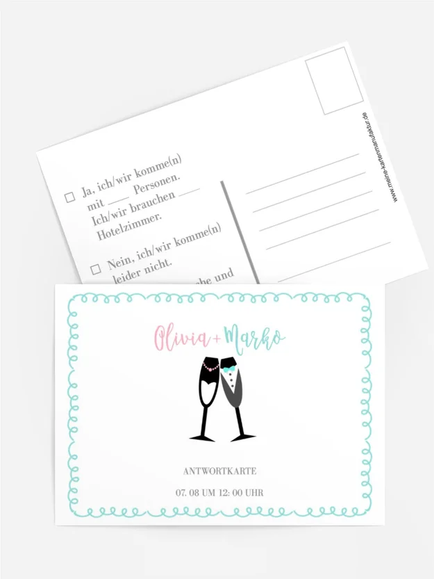 Antwortkarte Champagner im Auto Antwortkarte Champagner im Auto