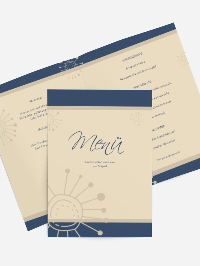 Menükarte Konfirmation Blumen