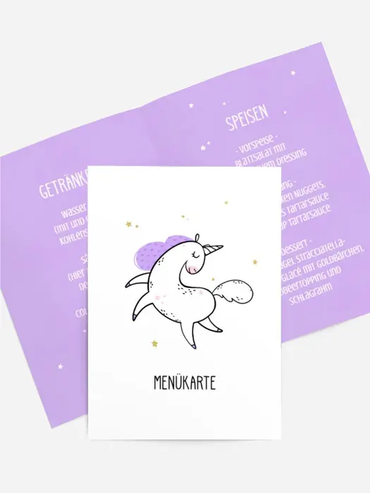 Menükarte Geburtstag Einhorn