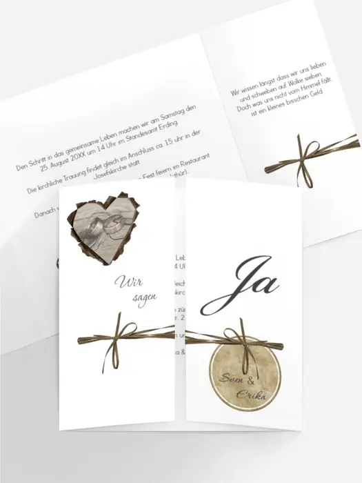 Hochzeitseinladung im Band