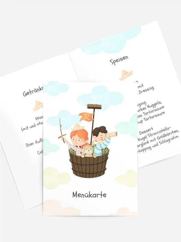 Menükarte Geburtstag Schatzsuche 2