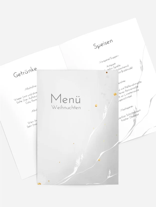 Weihnachtsmenükarte Goldene Lichter