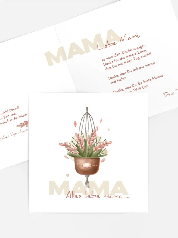 Grußkarte zum Muttertag Hängender Topf