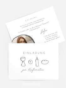 Einladungskarte zur Konfirmation einfache Linien