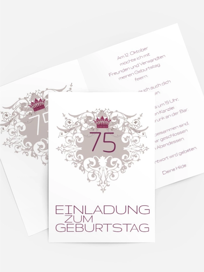 Einladung zum Geburtstag Krone 75 Einladung zum Geburtstag Krone 75