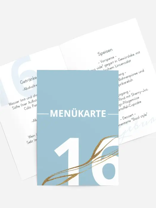 Menükarte Geburtstag Zahlengeflecht