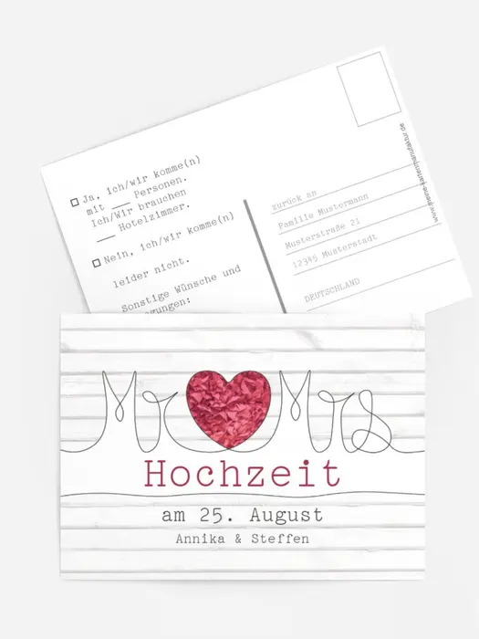 Antwortkarte zur Hochzeit Mr&Mrs