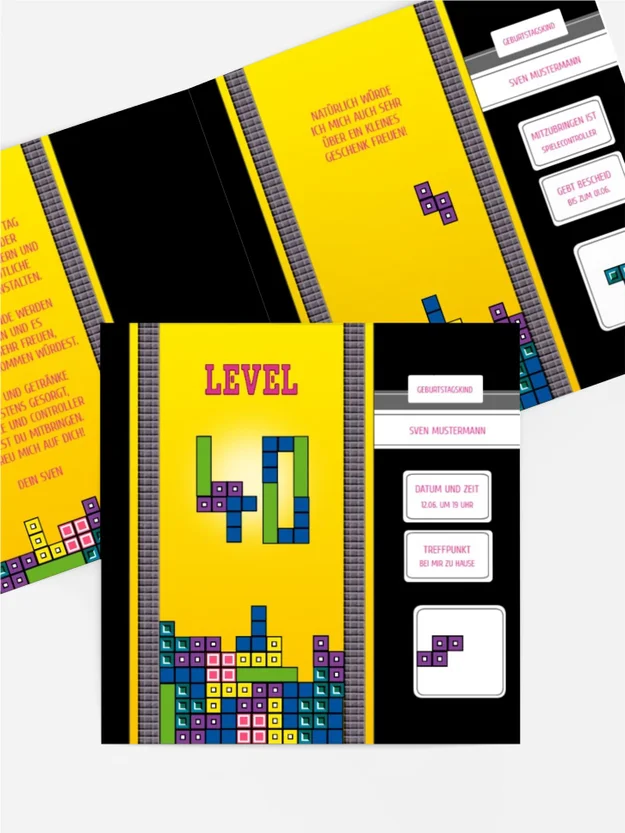 Einladung zum Geburtstag 8bit Game 40