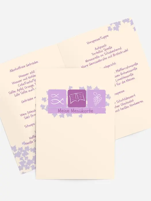 Menükarte Konfirmation Blatt
