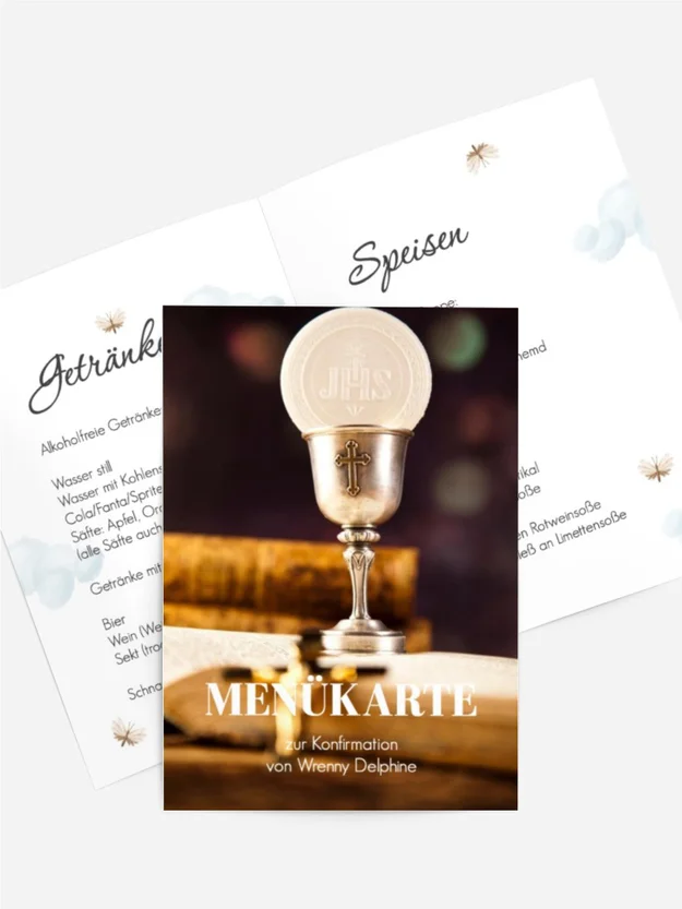 Menükarte Konfirmation Luftiger Sicht