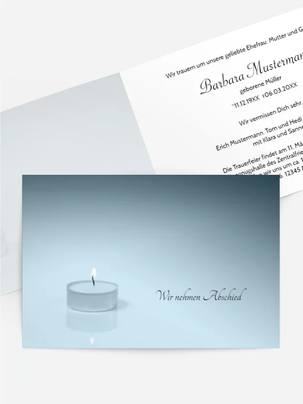 Trauerkarte Teelicht quer