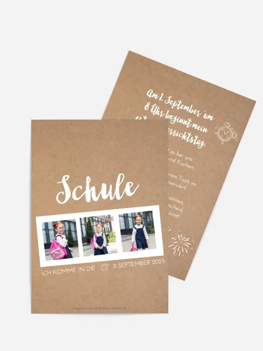 Einladungskarte Einschulung Schulzeichnungen