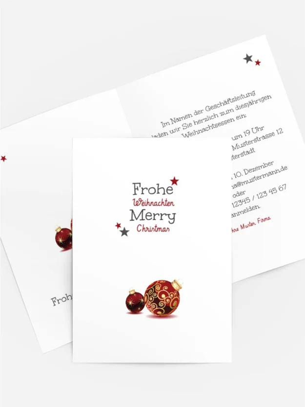 Weihnachts Einladungskarte geschäftlich Weihnachtskugeln