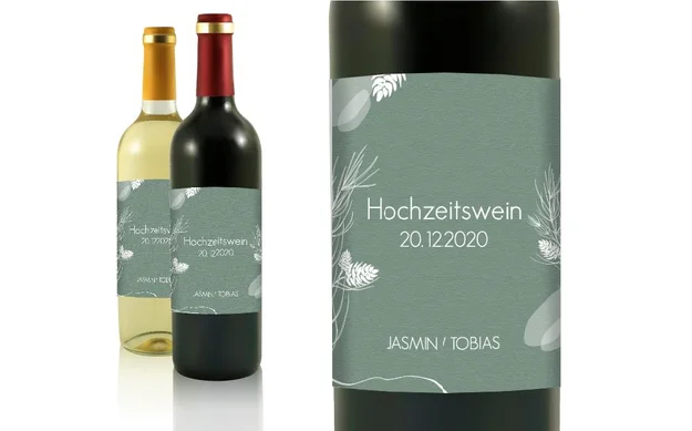 Hochzeit Flaschenetiketten Wintertag