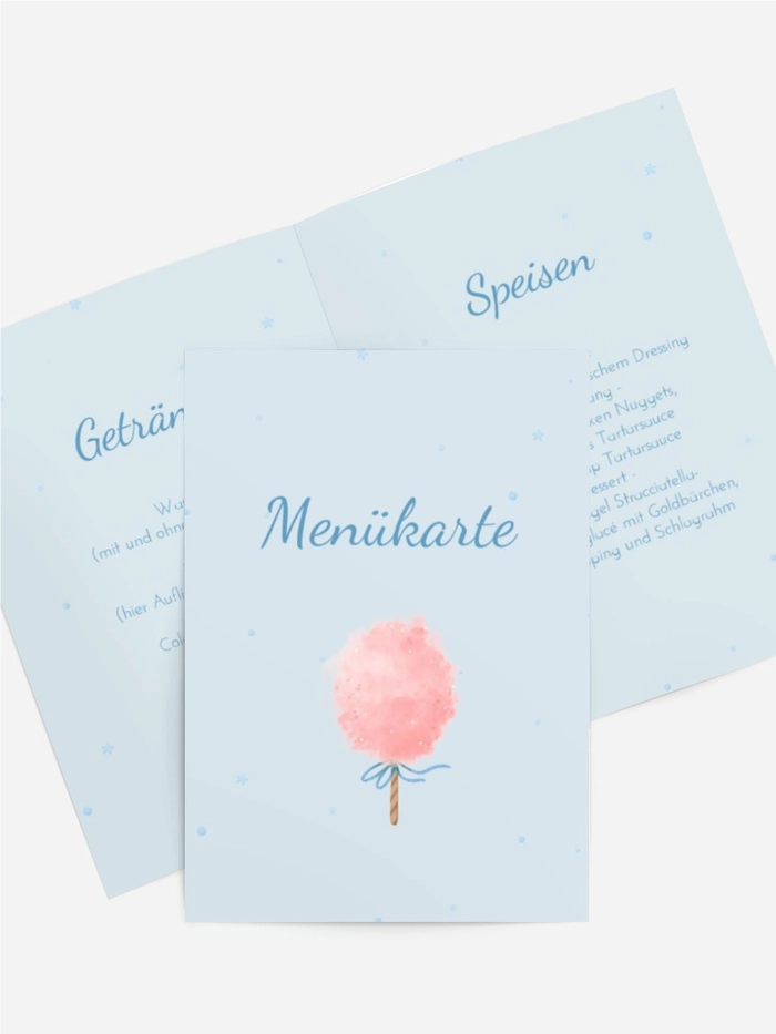 Menükarte Geburtstag Festliche Zuckerwatte Menükarte Geburtstag Festliche Zuckerwatte