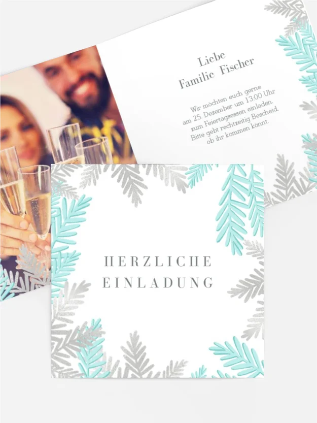 Fotoeinladung Weihnachten Eiszweig