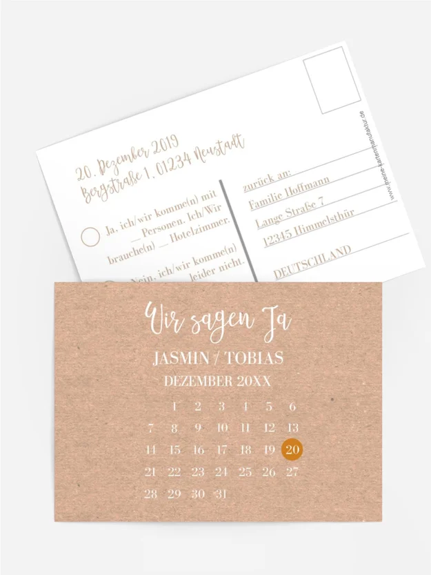 Antwortkarte Kalenderblatt