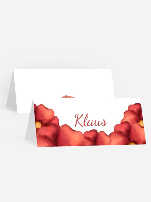 Tischkarte Geburtstag Rote Blumen