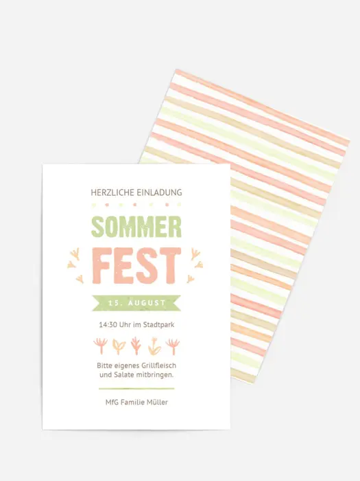 Einladung Sommerfest Aquarellstreifen