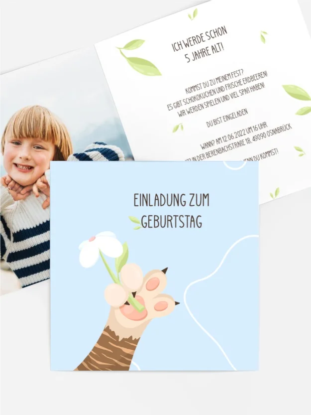 Geburtstagseinladung Katzenpfötchen