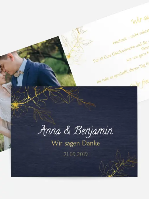 Dankeskarte Hochzeit "Goldblume"