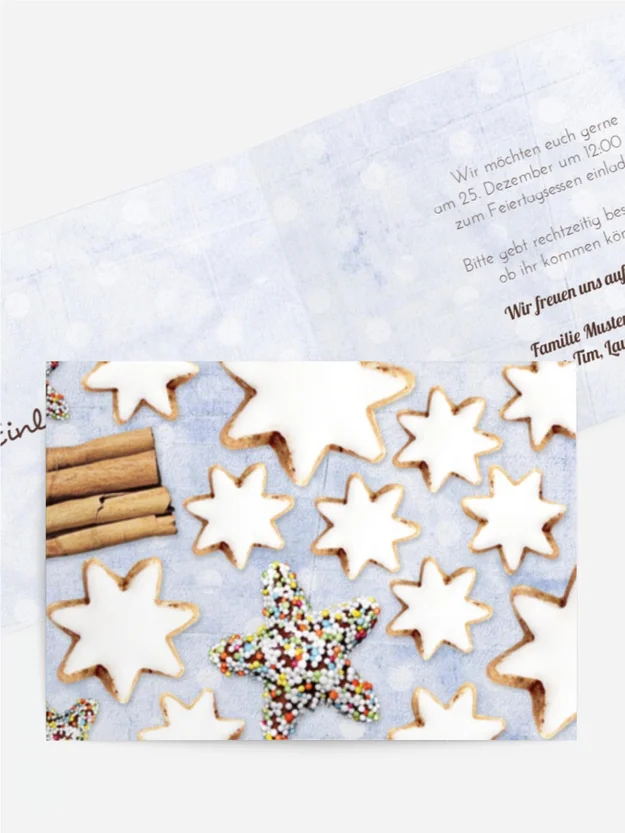 Weihnachts Einladungskarte privat Plätzchentisch