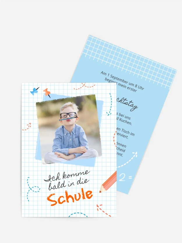 Einladungskarte Einschulung Kariertes Bild