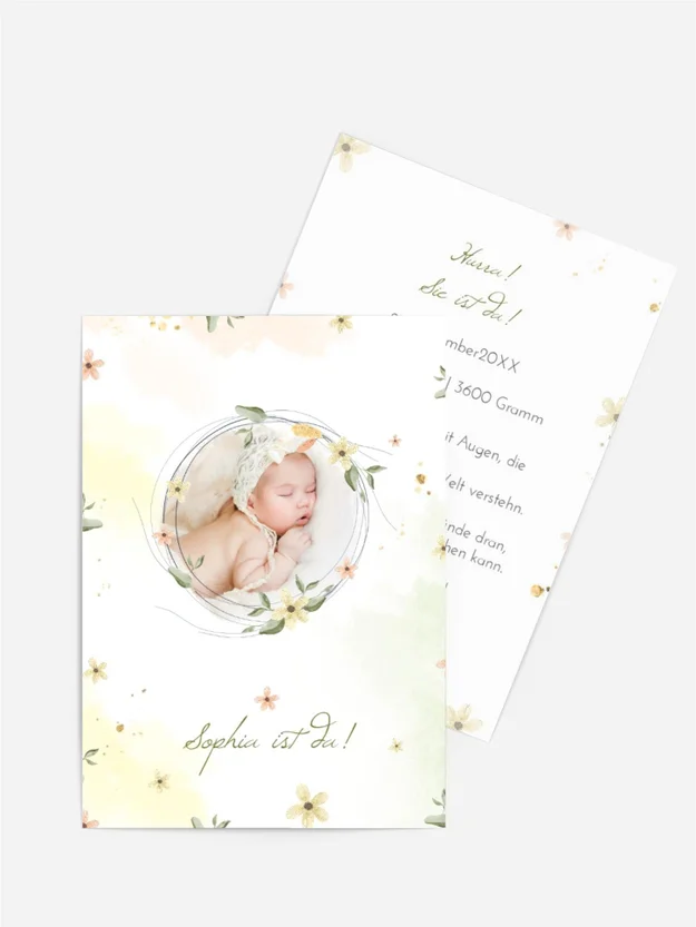 Babykarte In Blumen Babykarte In Blumen