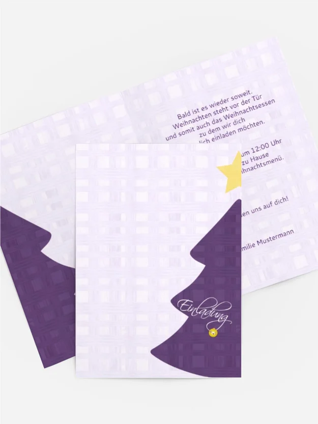 Einladungskarte zu Weihnachten Privat Holzkaro