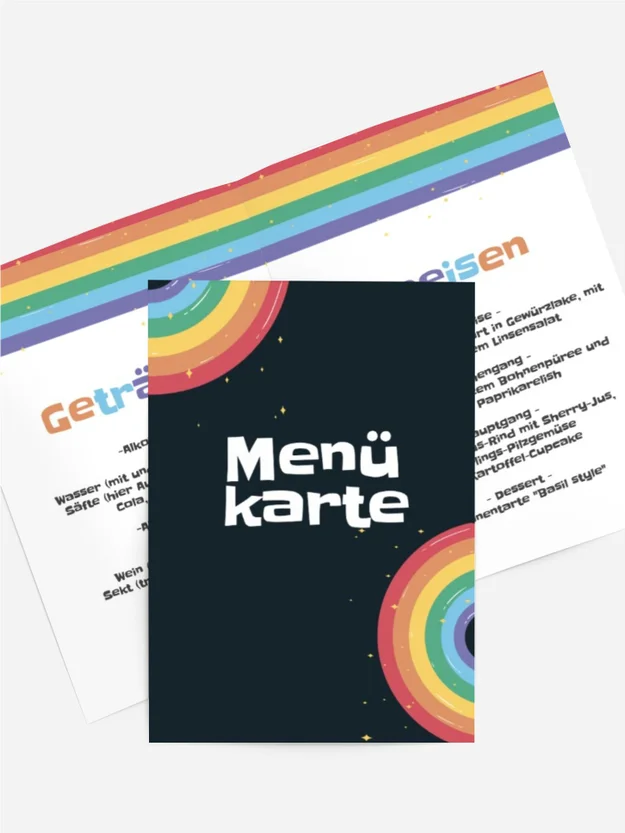 Menükarte Geburtstag Regenbogen des Lebens