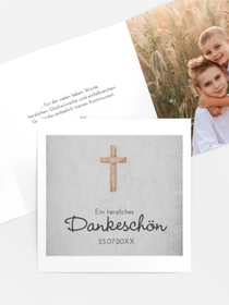Dankeskarte Kommunion Kreuz am Hals