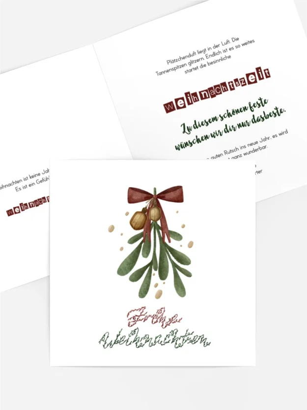 Grußkarte Weihnachten Mistelzweig