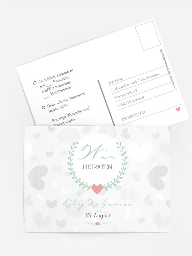 Antwortkarte zur Hochzeit zarte Ranke