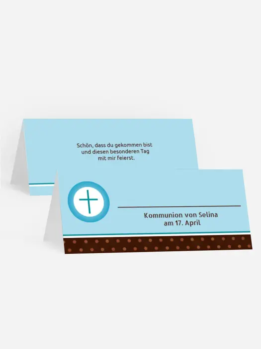 Kommunion Tischkarte Kreuzhostie