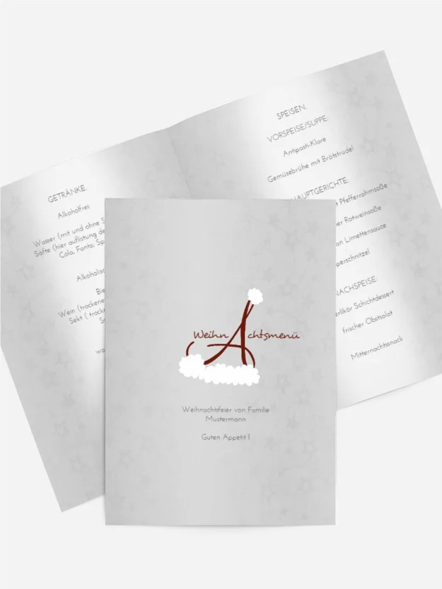 Weihnachts Menükarte Weihnachtsmütze