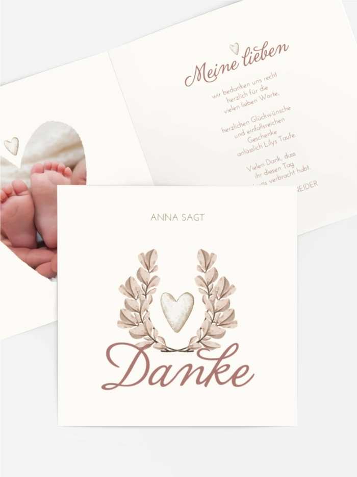 Dankeskarte Taufe Baby-Notiz Dankeskarte Taufe Baby-Notiz