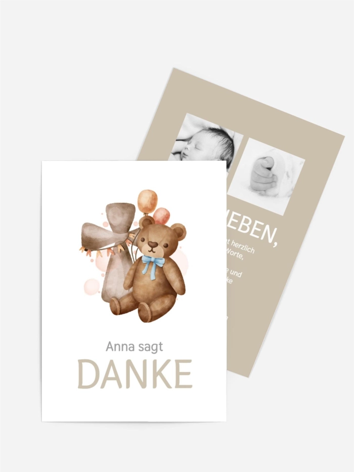 Dankeskarte Taufe Neugeborener Vogel