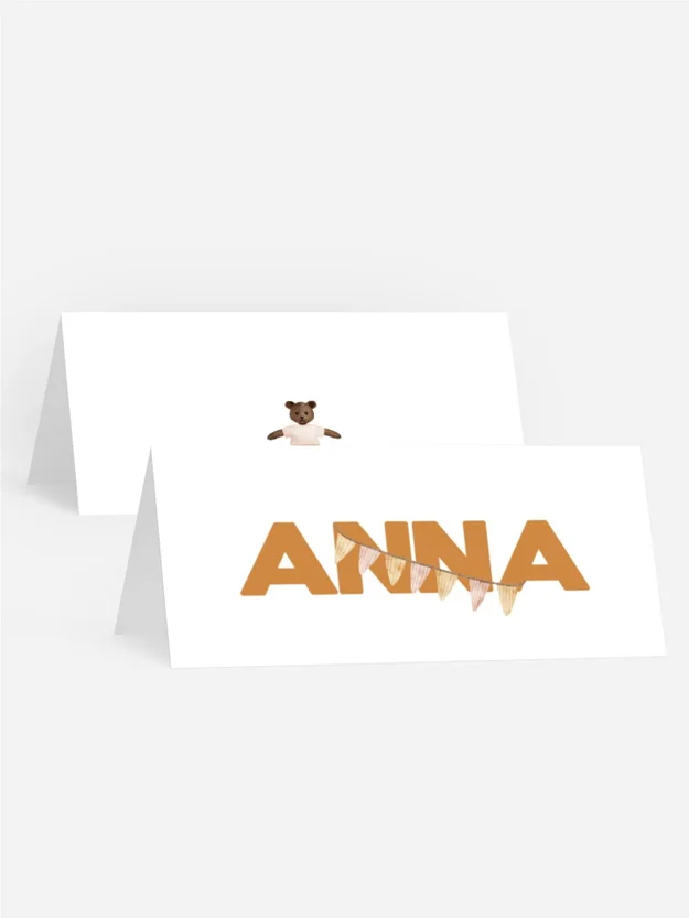 Tischkarte Taufe Bärenkarte