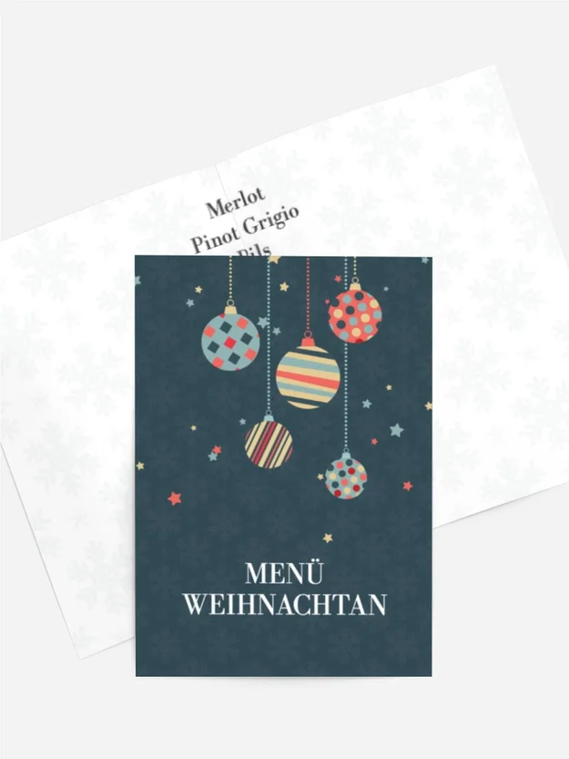 Menükarte Weihnachten Urlaubsspielzeug