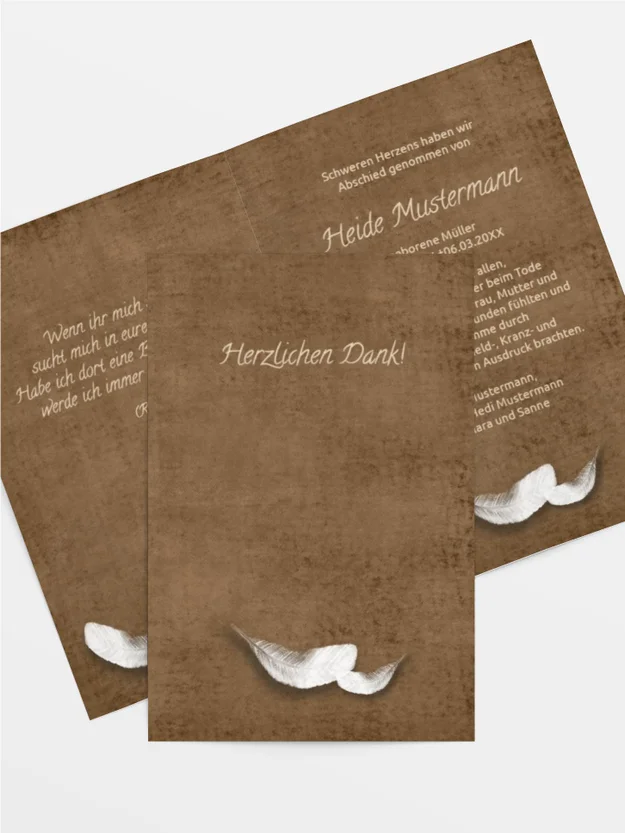Trauerdanksagung Feder hoch