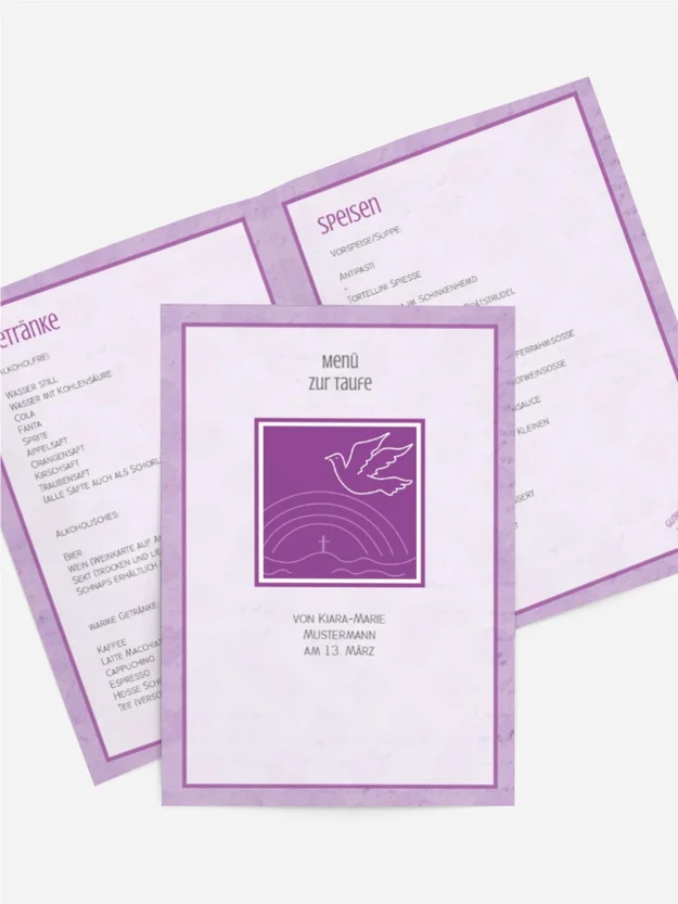 Menükarte Taufe Bubblehearts Menükarte Taufe Bubblehearts